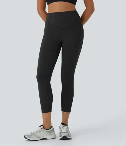 High Waisted Scrunch Butt Lifting Tummy Control Pocket Shaping Capri Training Leggings