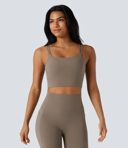 UltraSculpt™ Double Straps Twisted Backless Cropped Yoga Tank Top