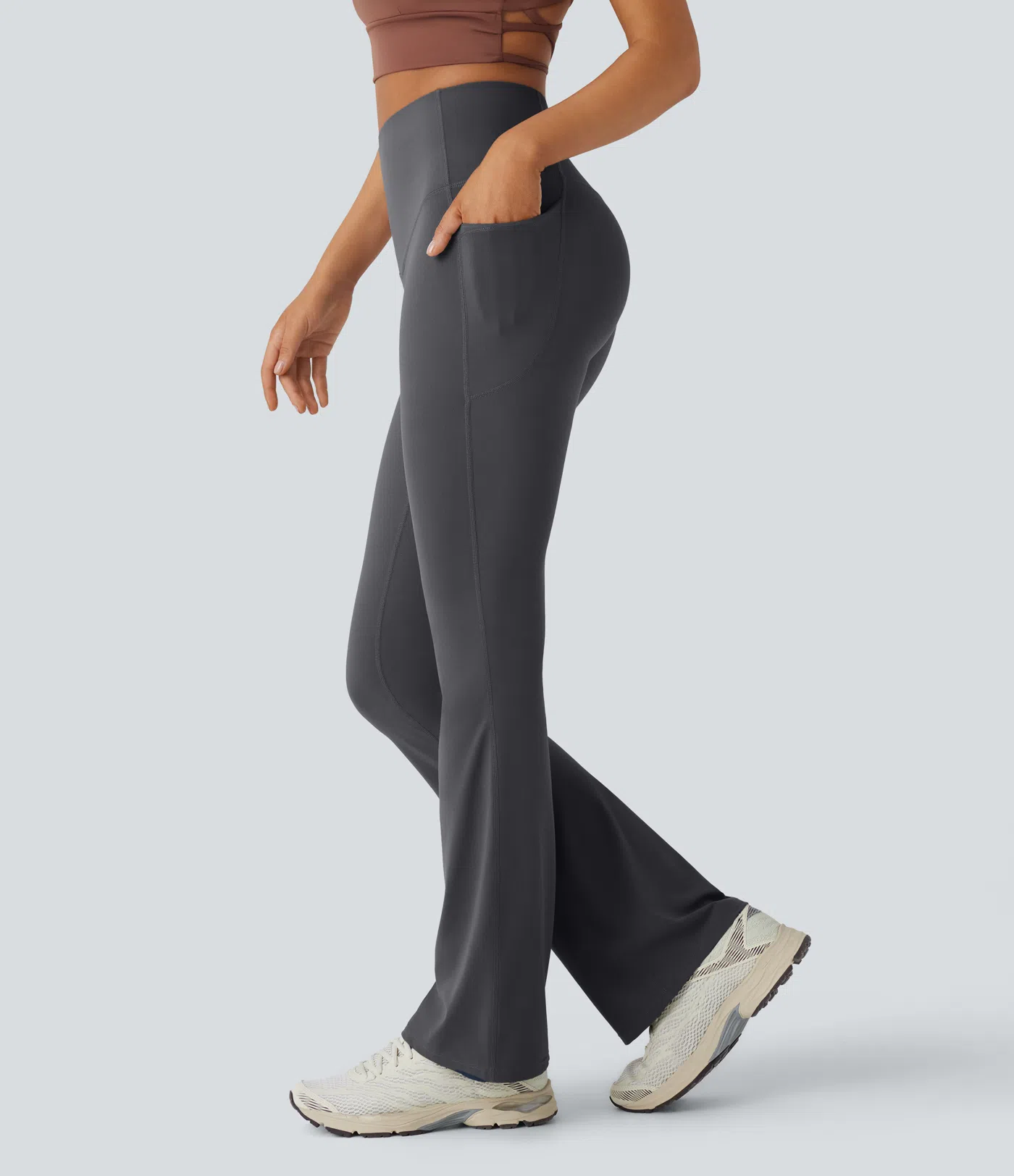 High Waisted Tummy Control Pocket Shaping Yoga Bootcut Leggings