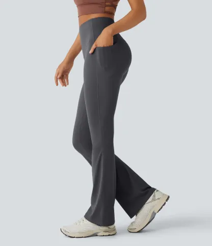 High Waisted Tummy Control Pocket Shaping Yoga Bootcut Leggings
