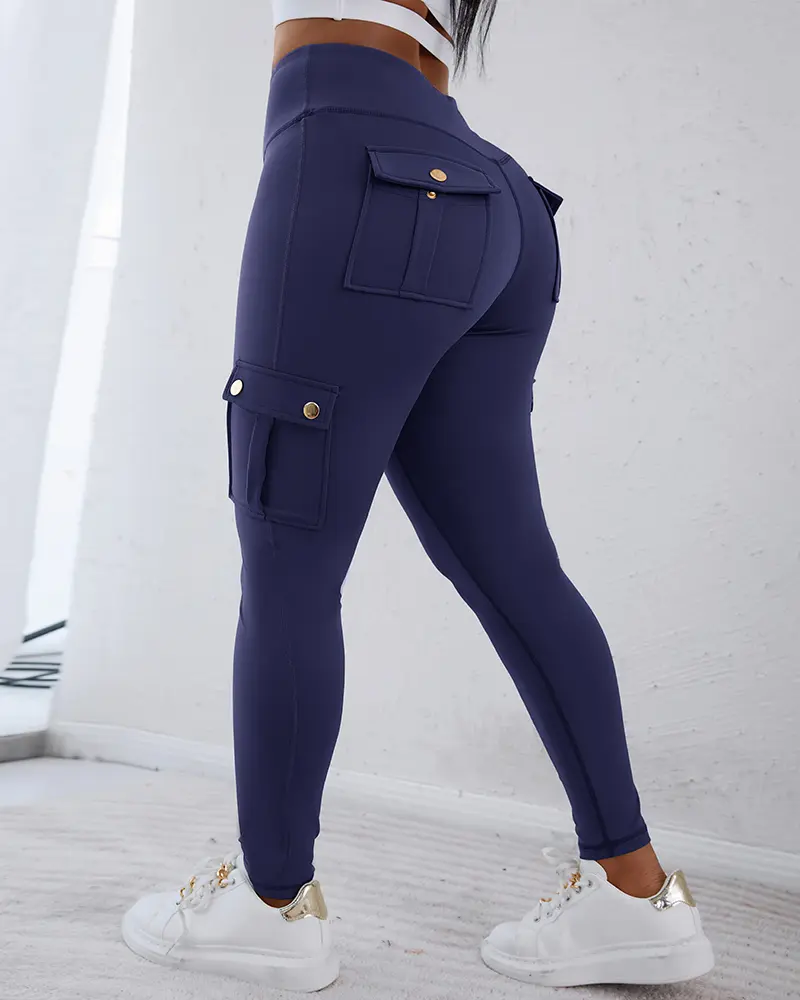 Womens Butt Lifting Leggings with Flap Pockets/ High Waist Tummy Control Workout Cargo Leggings/High Waist Tummy Control Leggings Yoga Pants Gym Sportswear Bottoms