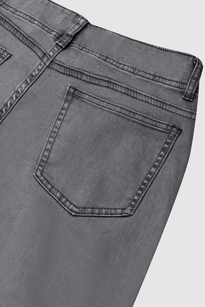 Double Button Mid Waist Straight Leg Pants