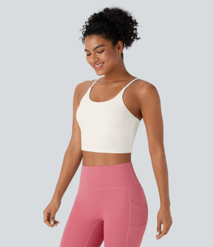 Basic Padded Workout Cropped Low Support Tank Top A-C Cups