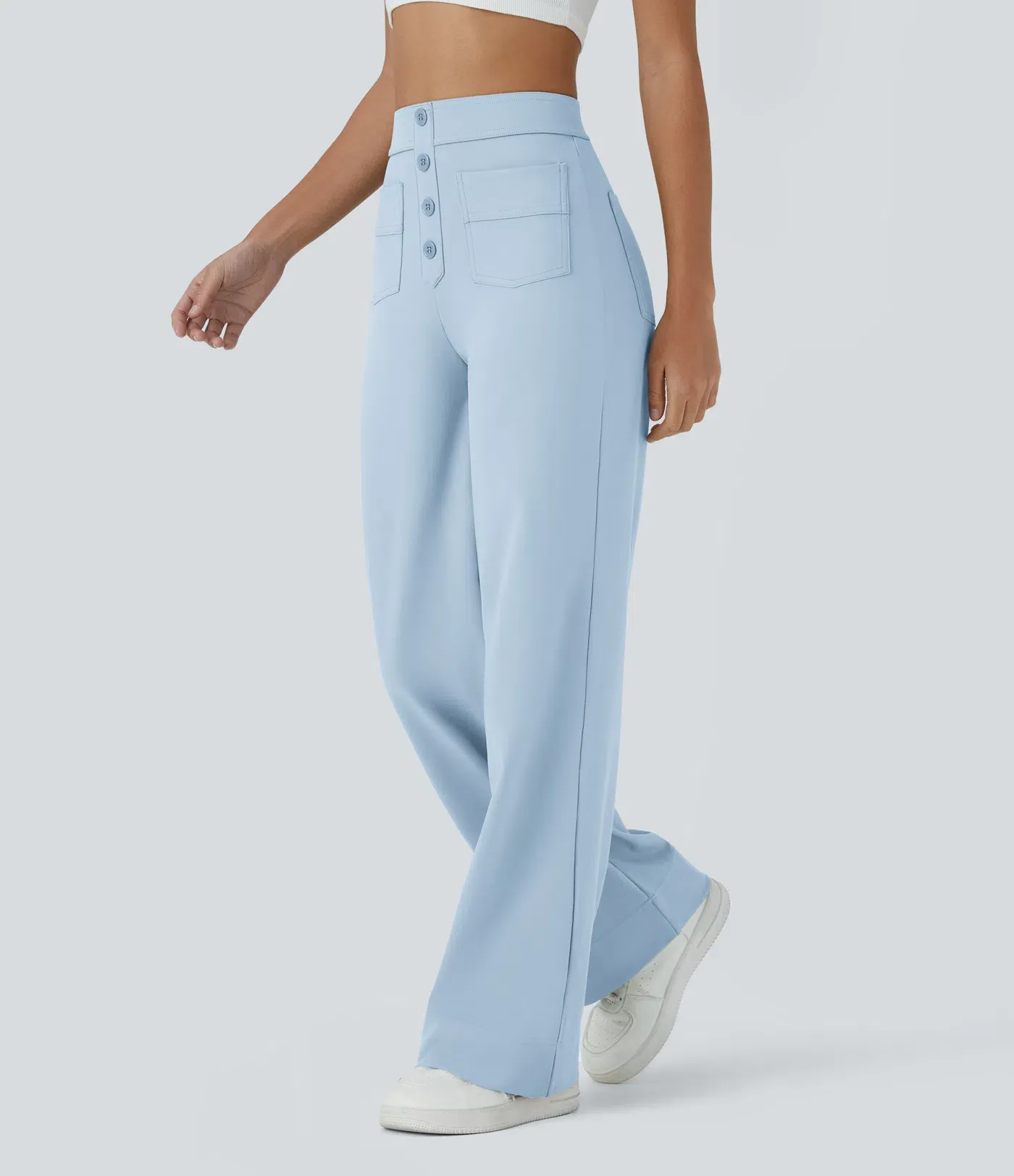 DayStretch High Waisted Pockets Straight Leg Casual Pants
