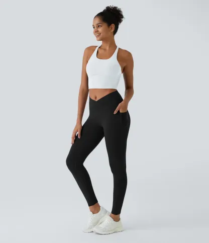 Crossover Pocket Plain Leggings-UPF50+