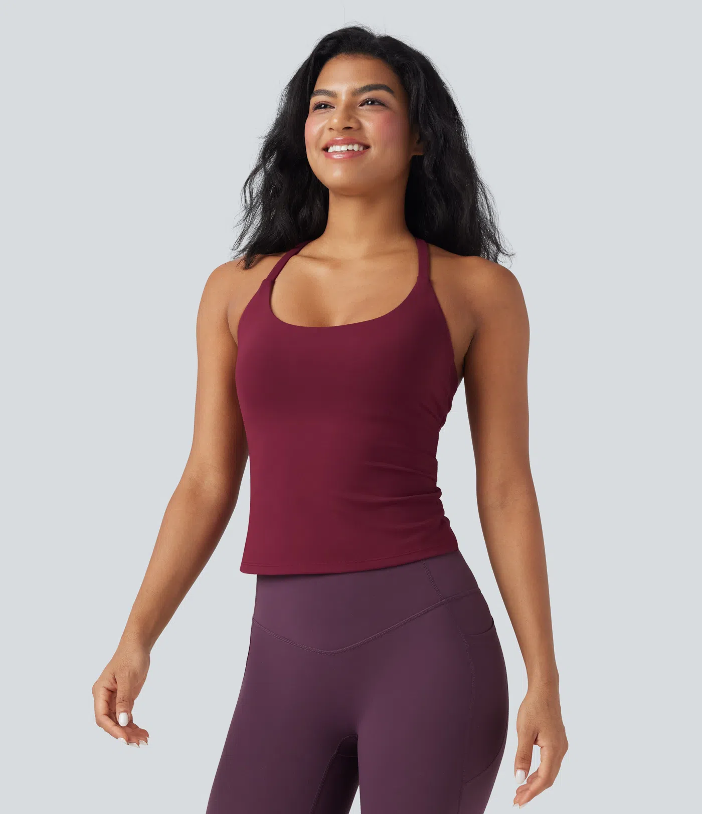 Round Neck Cross Backless Cross Hem Yoga Camisole