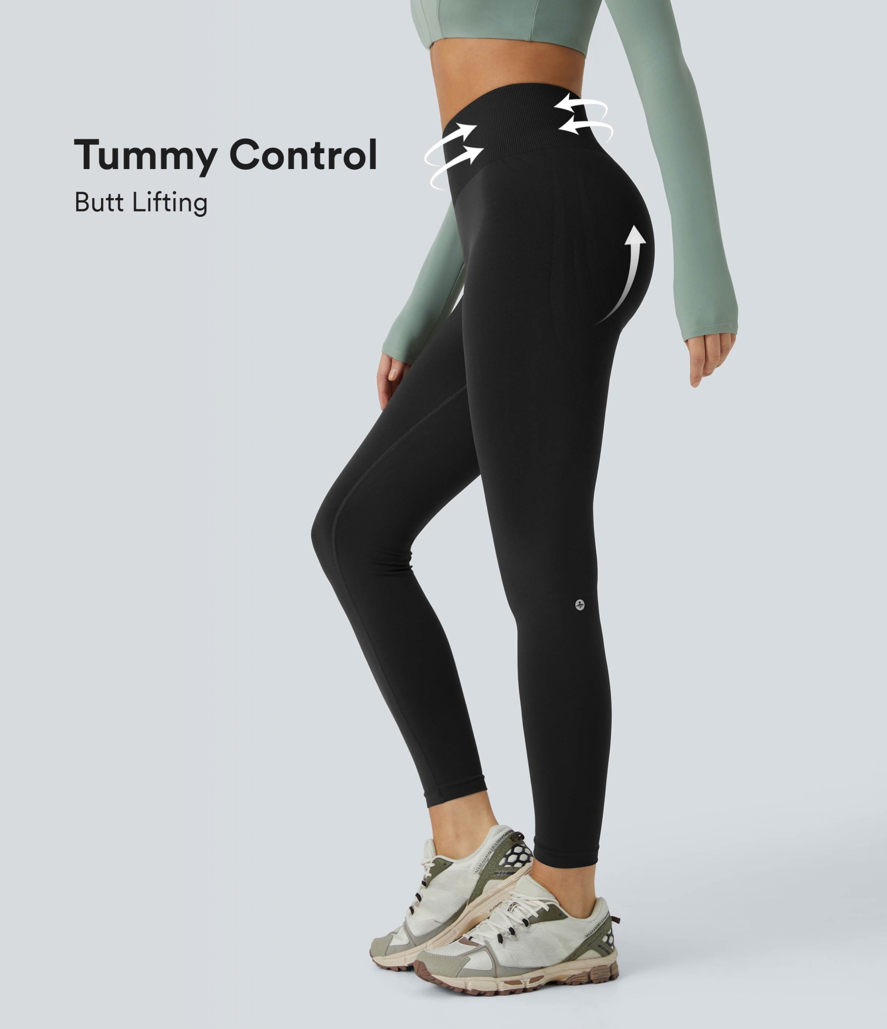 Seamless Flow Mid Rise Tummy Control Butt Lifting Yoga Leggings