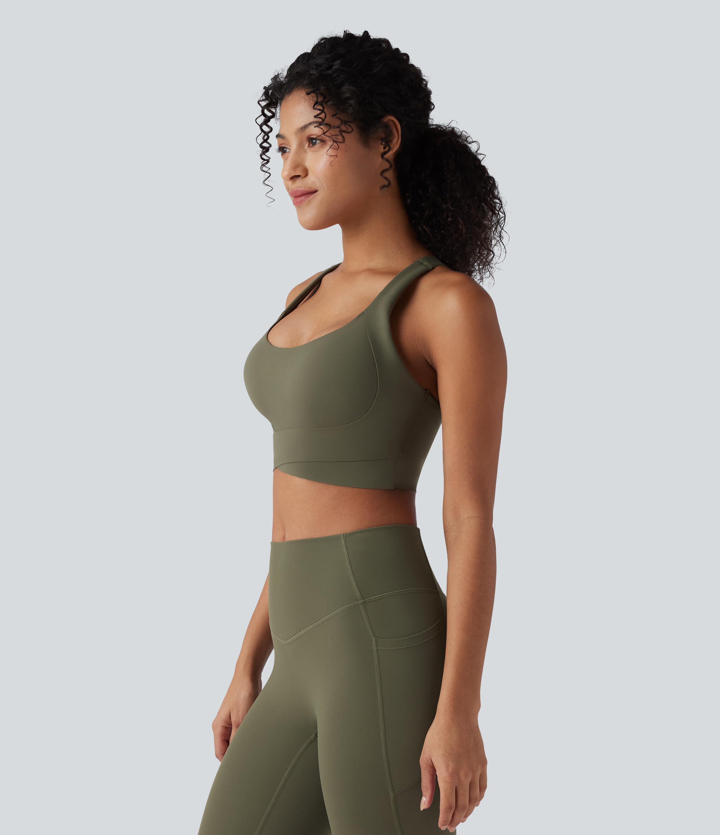 Medium Support Push-Up Crisscross Adjustable Straps Training Sports Bra