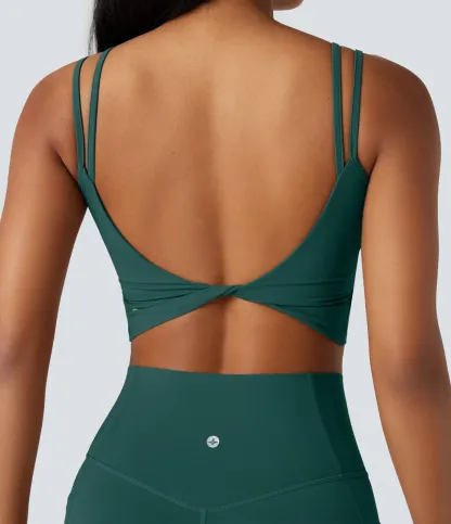 UltraSculpt™ Double Straps Twisted Backless Cropped Yoga Tank Top