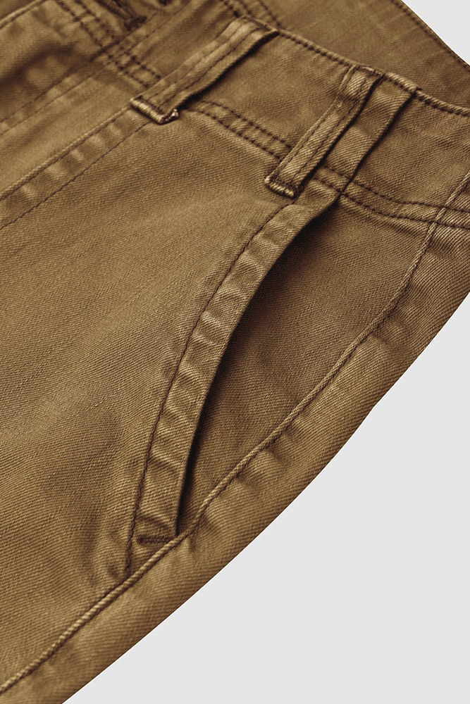 Double Button Mid Waist Straight Leg Pants