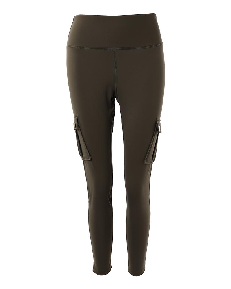 CHICME Womens Butt Lifting Leggings with Flap Pockets/ High Waist Tummy Control Workout Cargo Leggings/High Waist Tummy Control Leggings Yoga Pants Gym Sportswear Bottoms