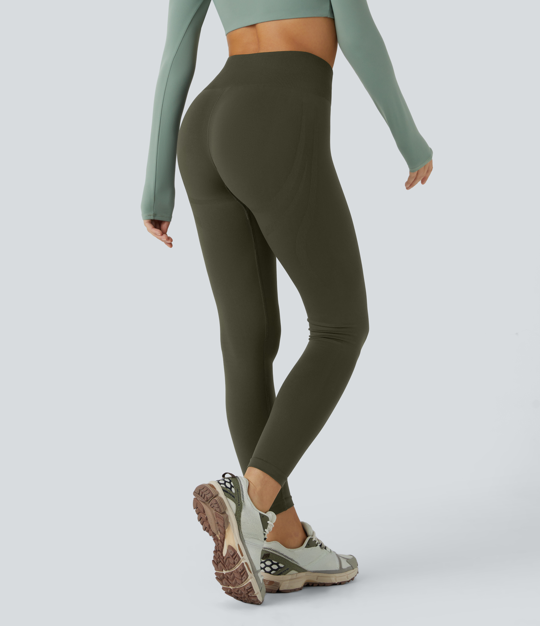Seamless Flow Mid Rise Tummy Control Butt Lifting Yoga Leggings