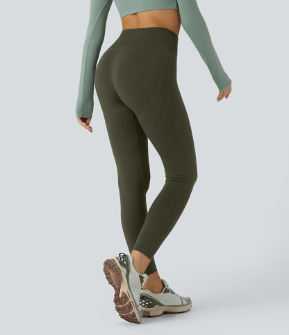 Seamless Flow Mid Rise Tummy Control Butt Lifting Yoga Leggings