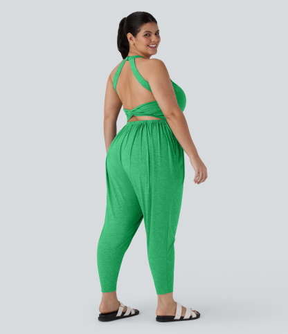 Harem Casual Plus Size Jumpsuit with Pocket-Easy Peezy Edition