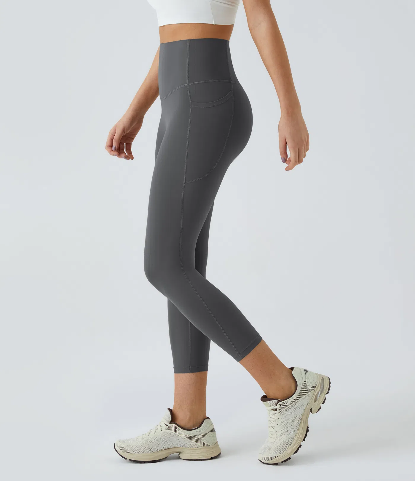 High Waisted Tummy Control Pocket Shaping Training Capri Leggings