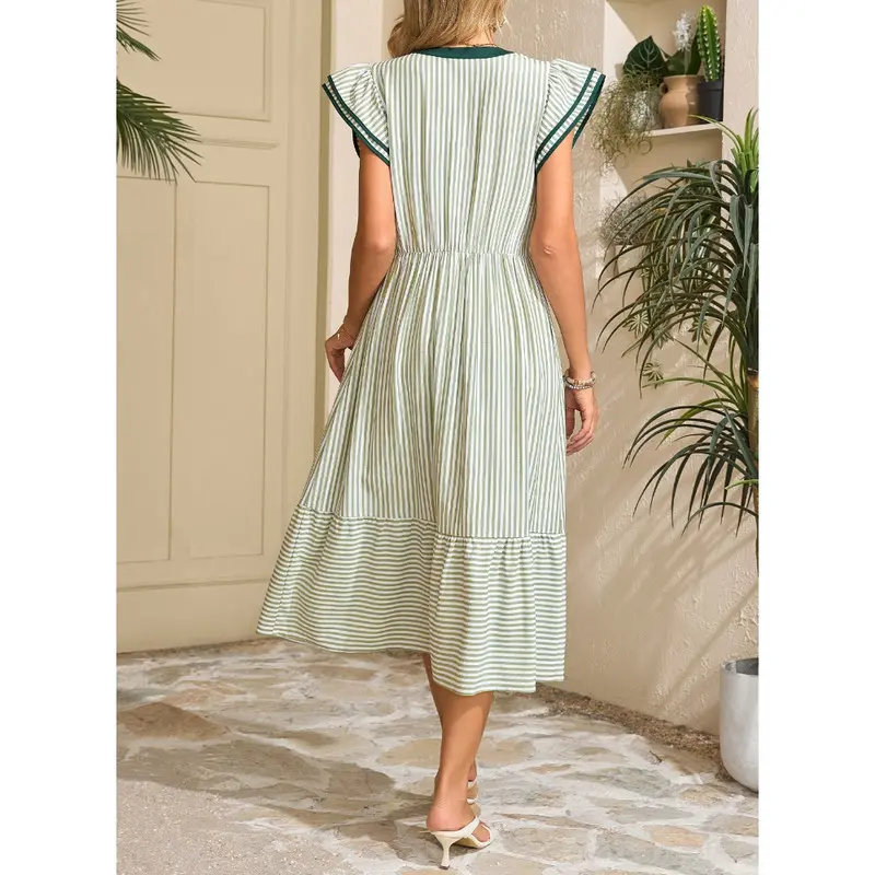 Summer V-Neck Ruffle Maxi Dress