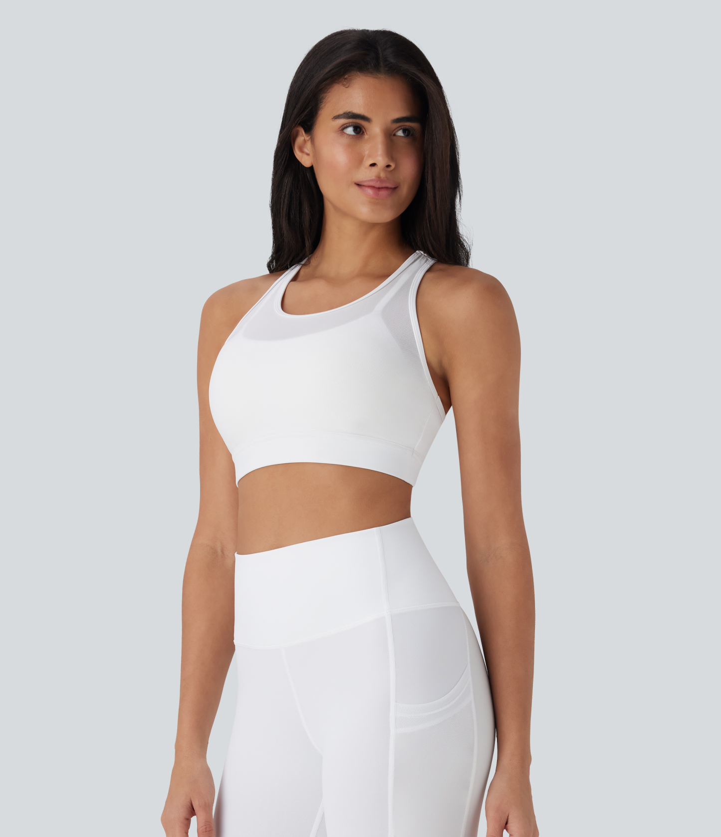 Medium Support Racerback Contrast Mesh Quick Dry Training Sports Bra A-C Cups