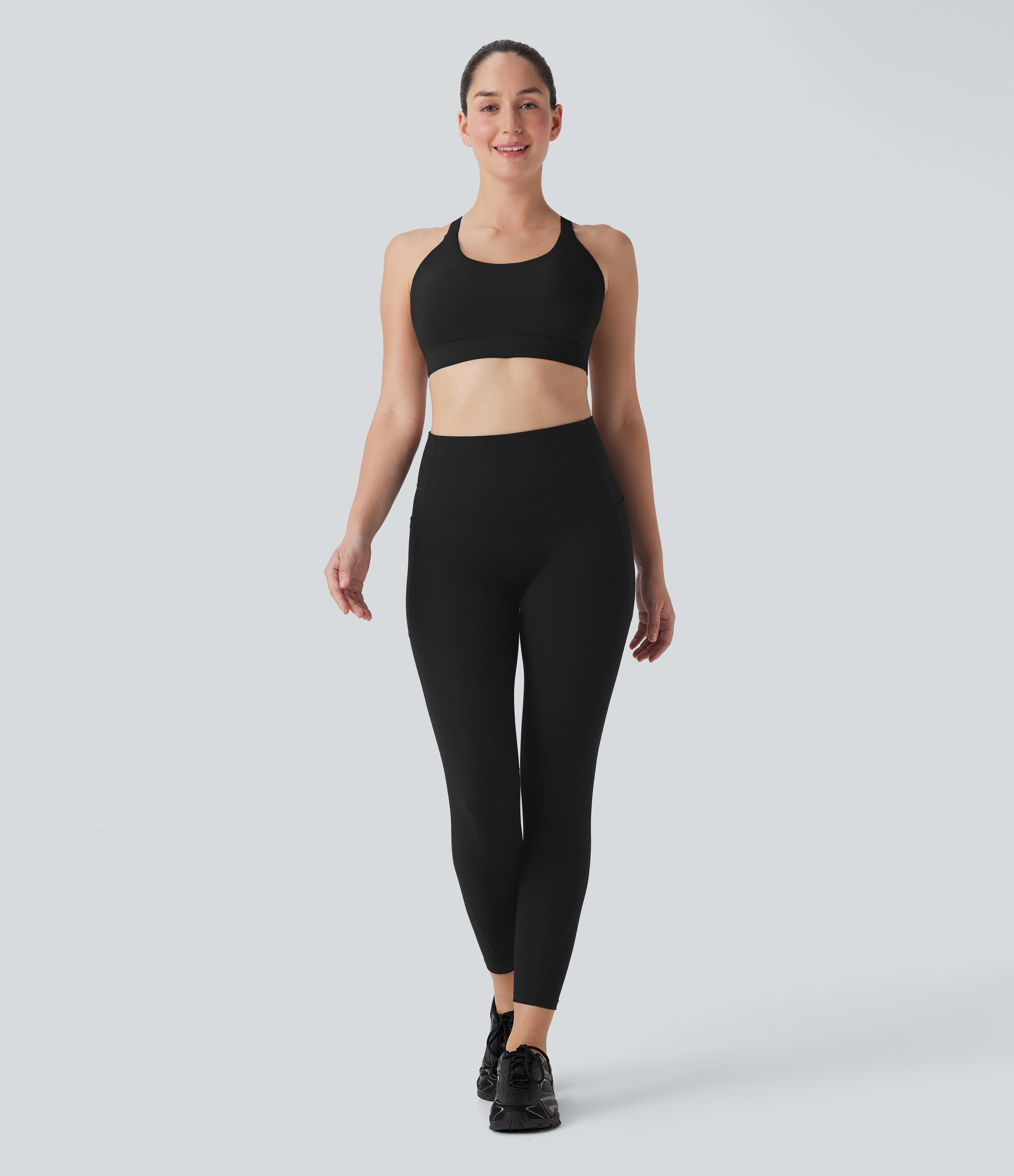 Medium Support Molded Cups Perforated Adjustable Hook Quick Dry Training Sports Bra  D-F Cups