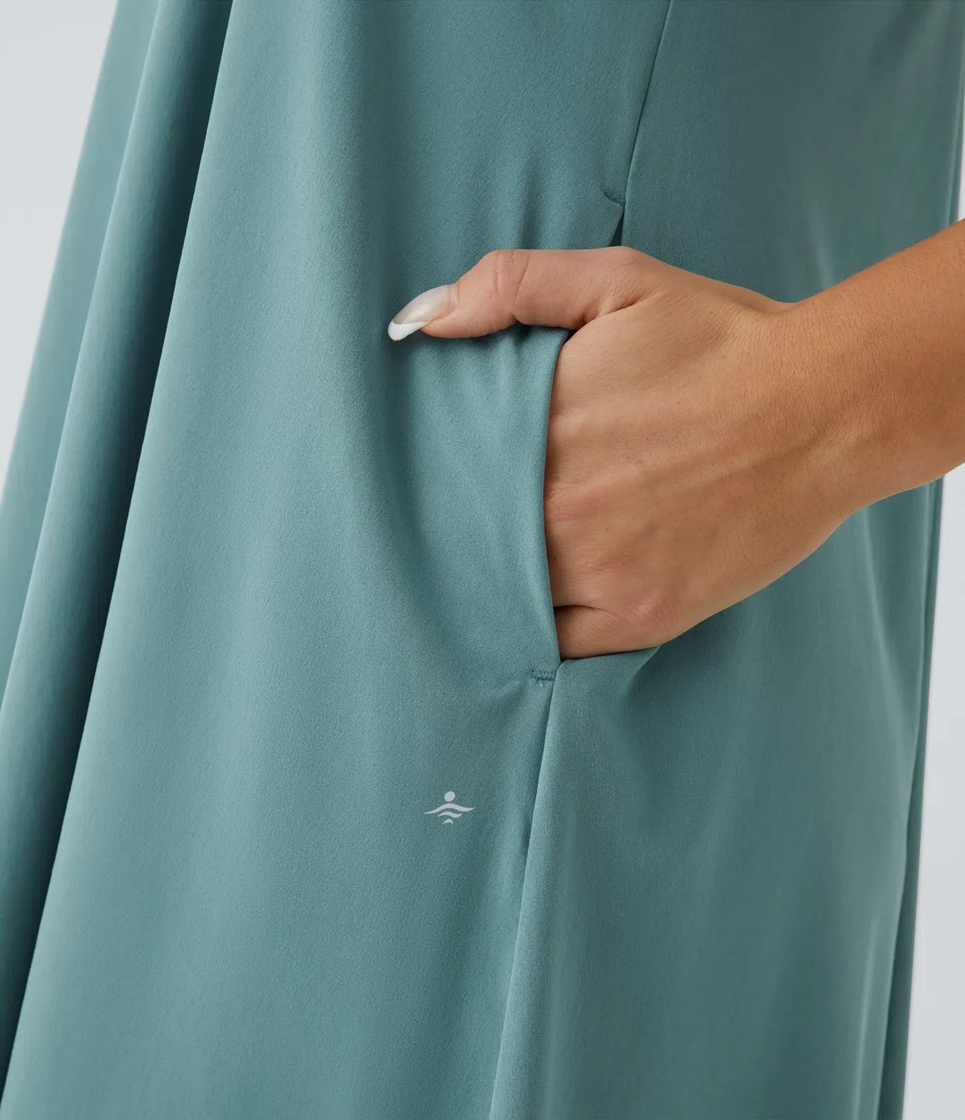 Backless Side-Pocket High-Low Hem Flowy Mid-Length Quick-Drying Casual Dress