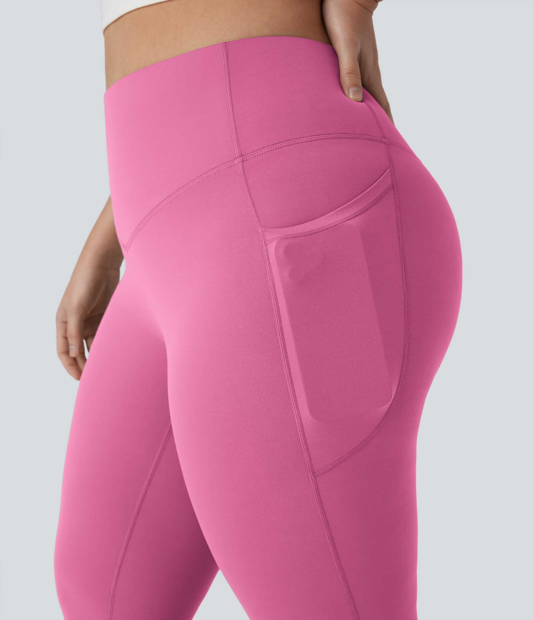 High Waisted Tummy Control Pocket Shaping Yoga Bootcut Plus Size Leggings