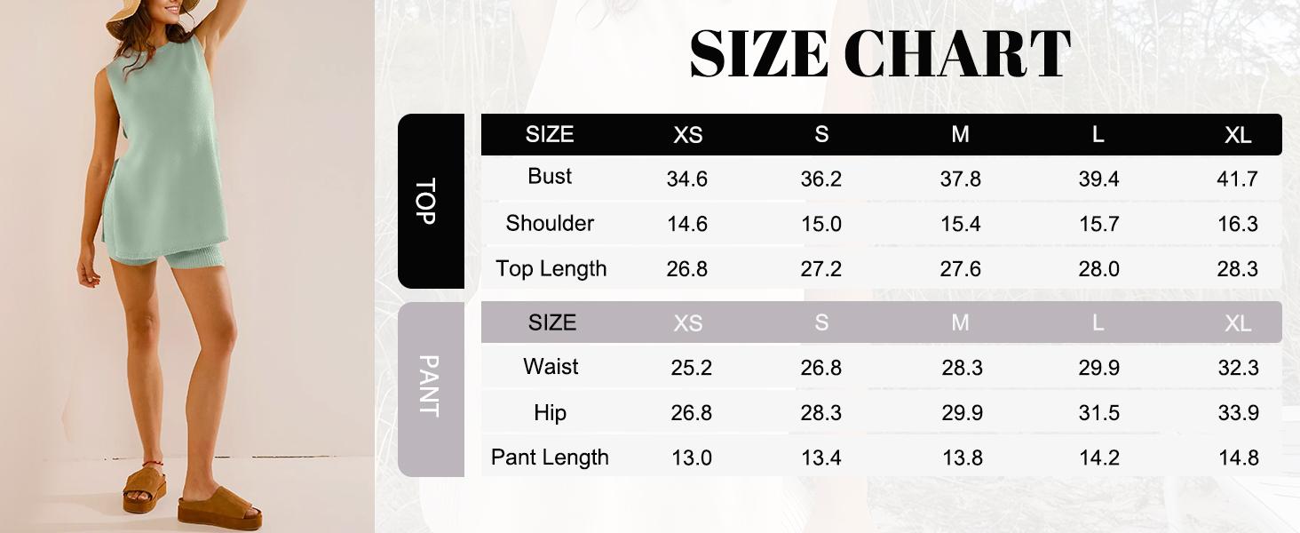SCUSTY Women's 2 Piece Outfits Summer Summervibes Knit Sweater Set Sleeveless Tunic Top Matching Shorts Trendy Beach Vacation Sets Loungesetwomen Suits Clothes Womenswear  Basic Beige