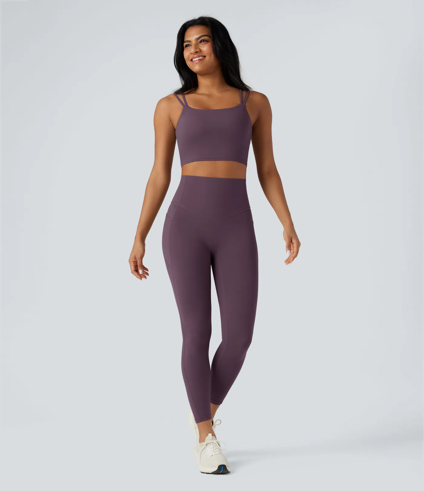 Double-shoulder-strapped, Knot-front, Backless Cropped Yoga Tank Top