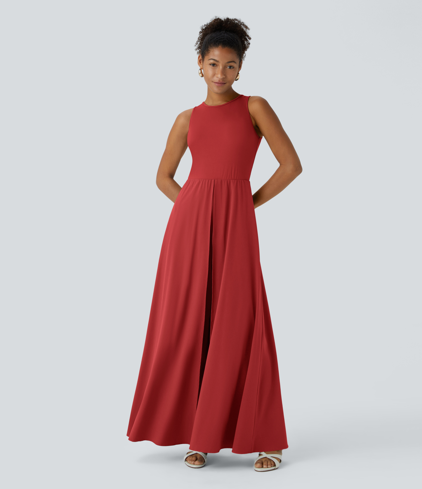 Zipper Sleeveless Pocket Contrast Quick Dry Jumpsuit