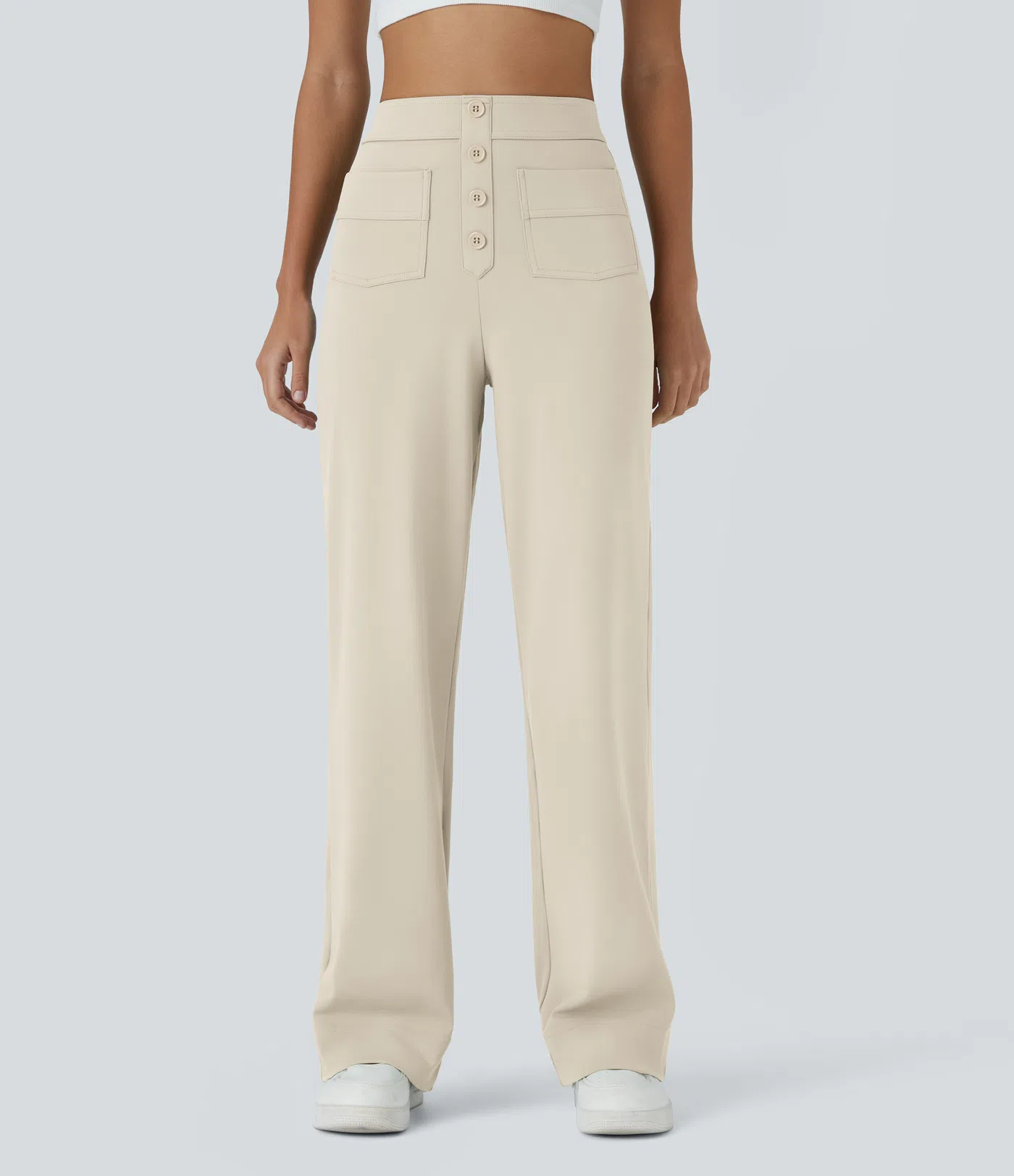 DayStretch High Waisted Pockets Straight Leg Casual Pants