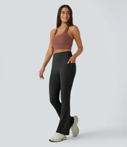 High Waisted Tummy Control Pocket Shaping Yoga Bootcut Leggings