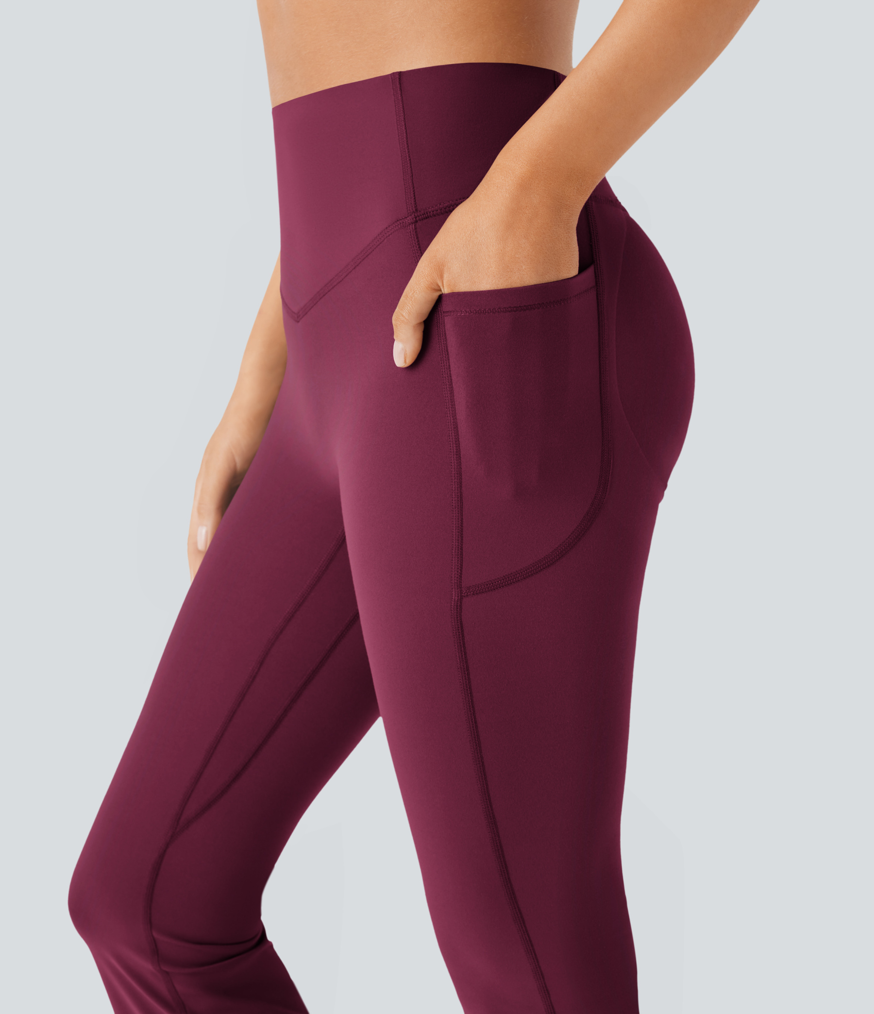 High Waisted Scrunch Butt Lifting Tummy Control Pocket Shaping Yoga Bootcut Leggings