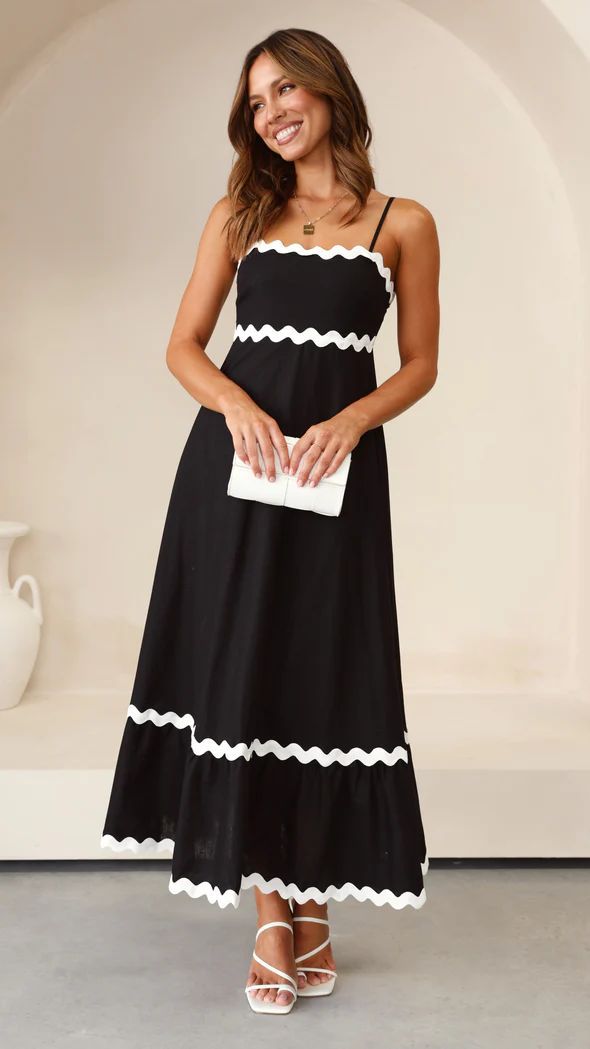Sling Solid Color Wave Midi Dress