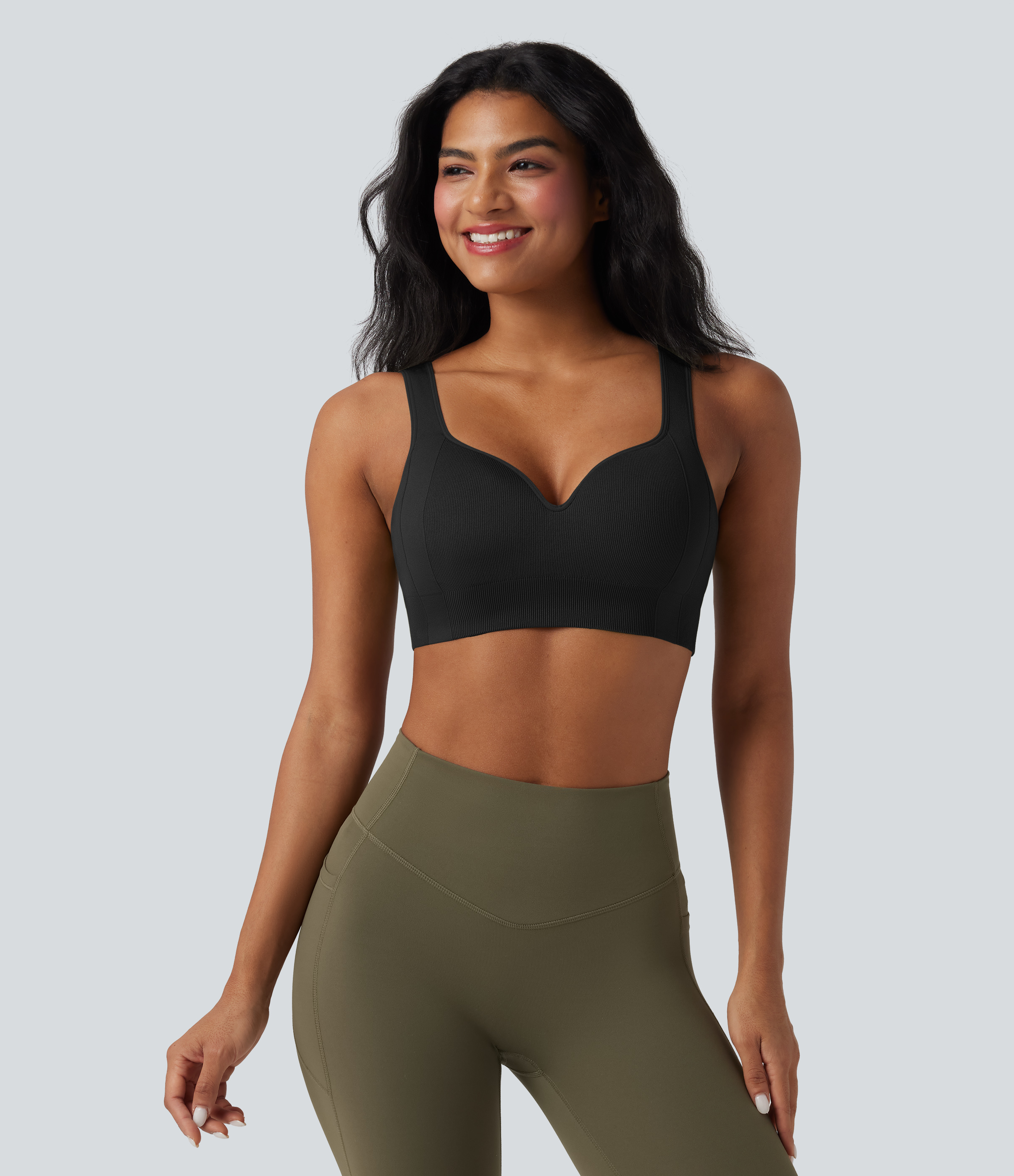 OneForm Seamless Flow Light Support Sweetheart Neck Yoga Sports Bra