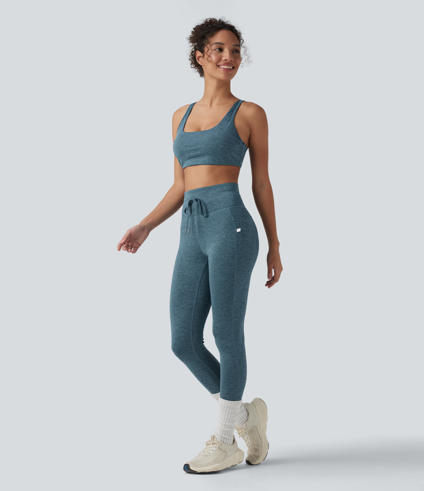 Heathered Low Support U Neck Cut Out Quick Dry  Yoga Sports Bra