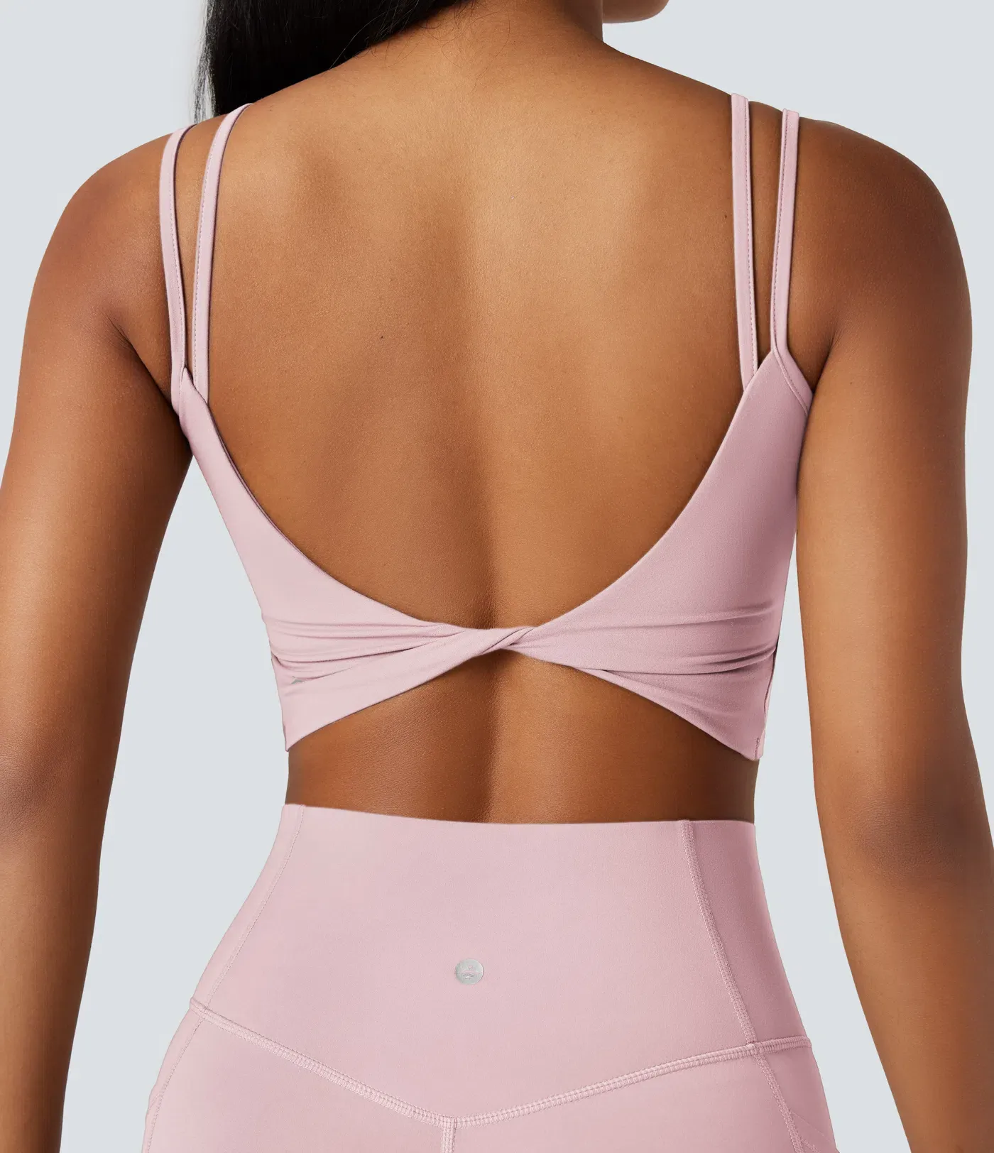 UltraSculpt™ Double Straps Twisted Backless Cropped Yoga Tank Top