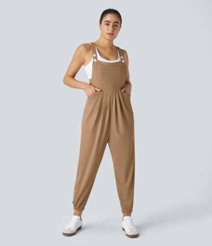 Pockets Waffle Casual Jogger Overalls