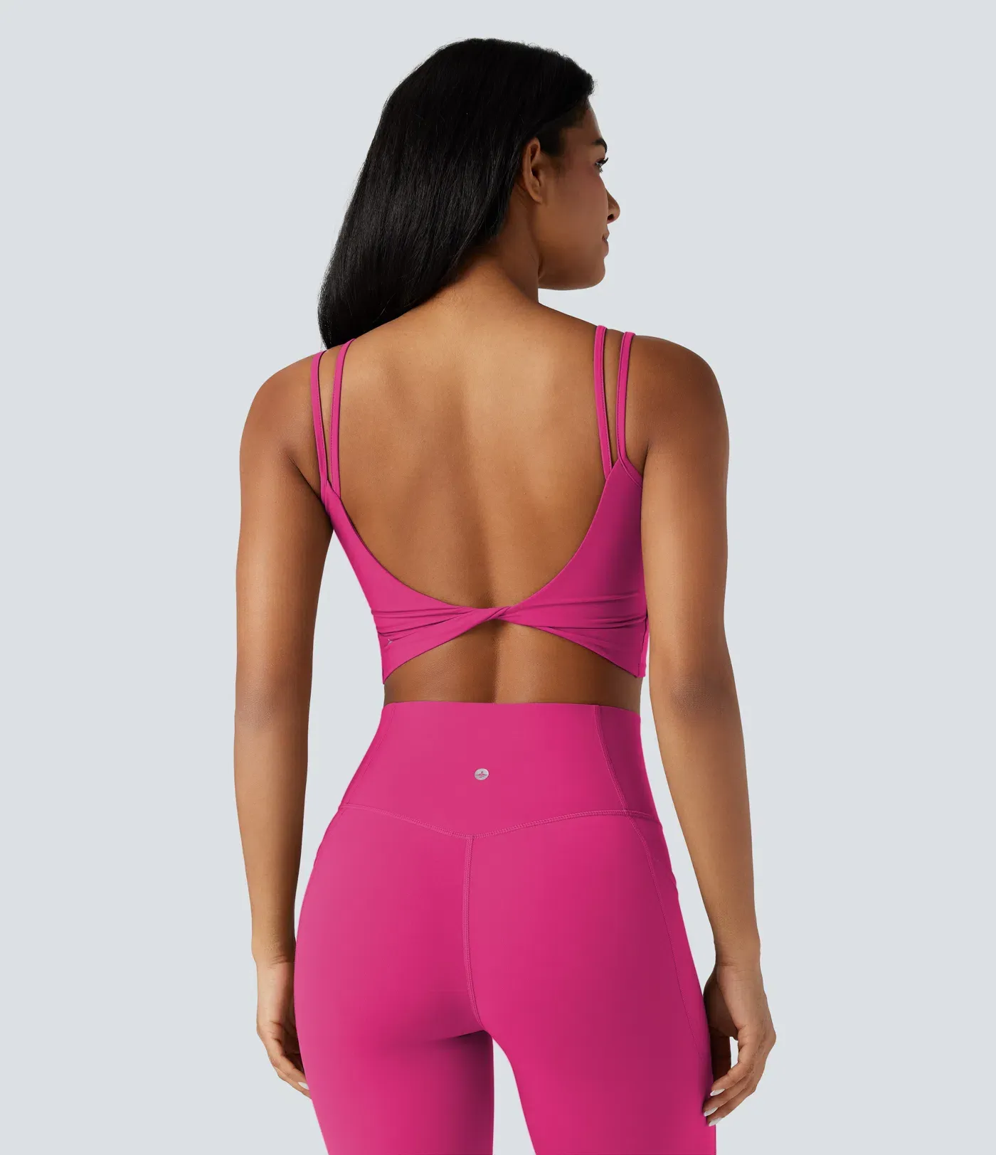 UltraSculpt™ Double Straps Twisted Backless Cropped Yoga Tank Top
