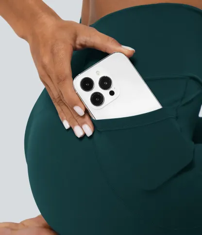 Crossover Pocket Plain Leggings-UPF50+