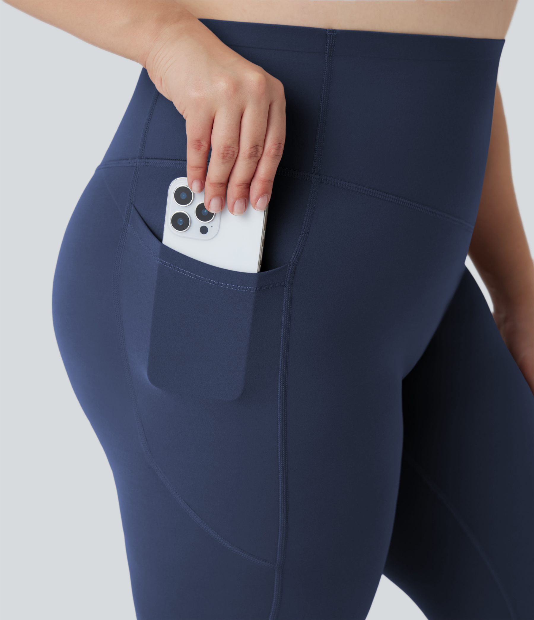 Plus Size High Waisted Butt Lifting Tummy Control Shaping Training Leggings with Pockets