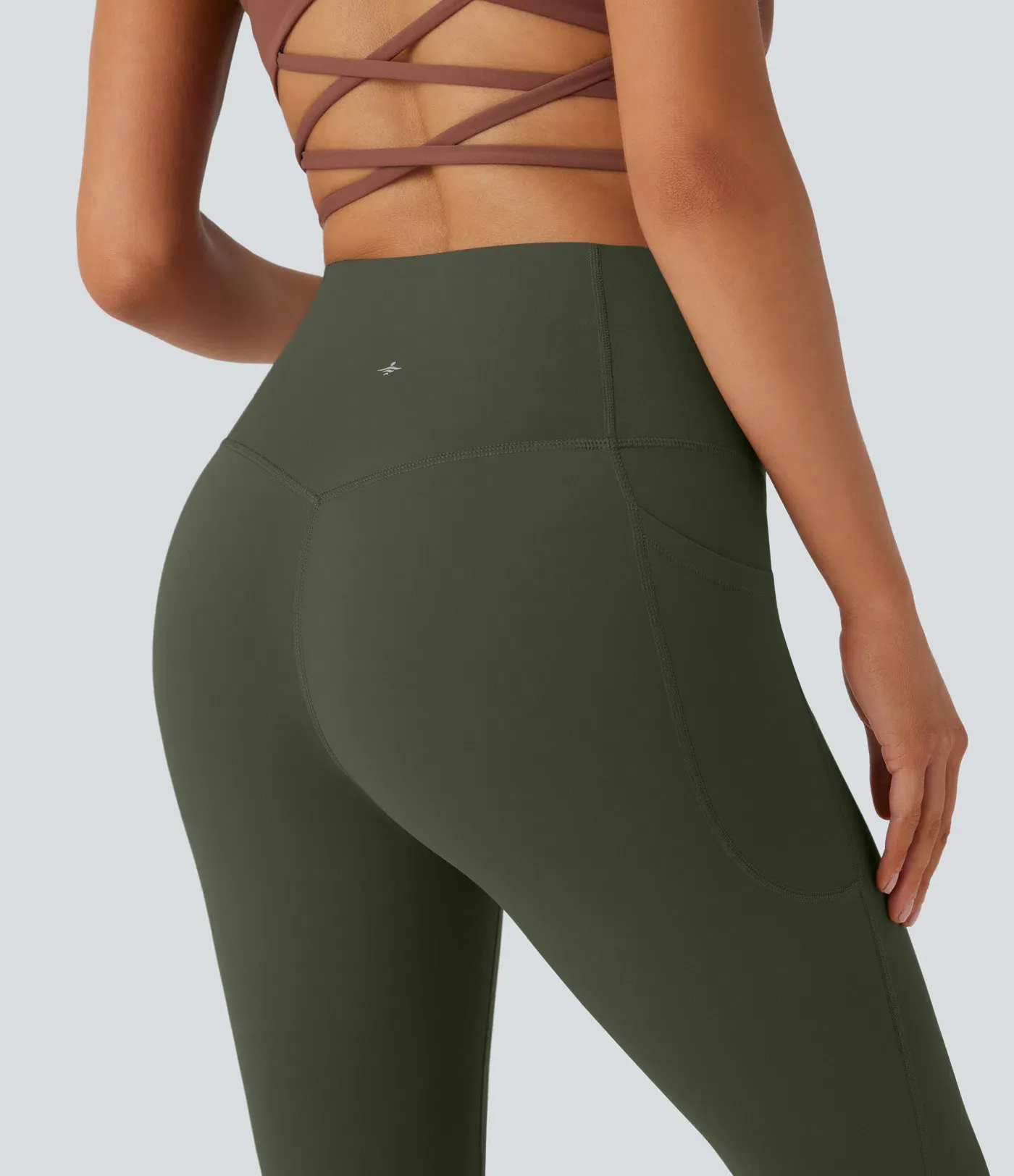 High Waisted Tummy Control Pocket Shaping Yoga Bootcut Leggings