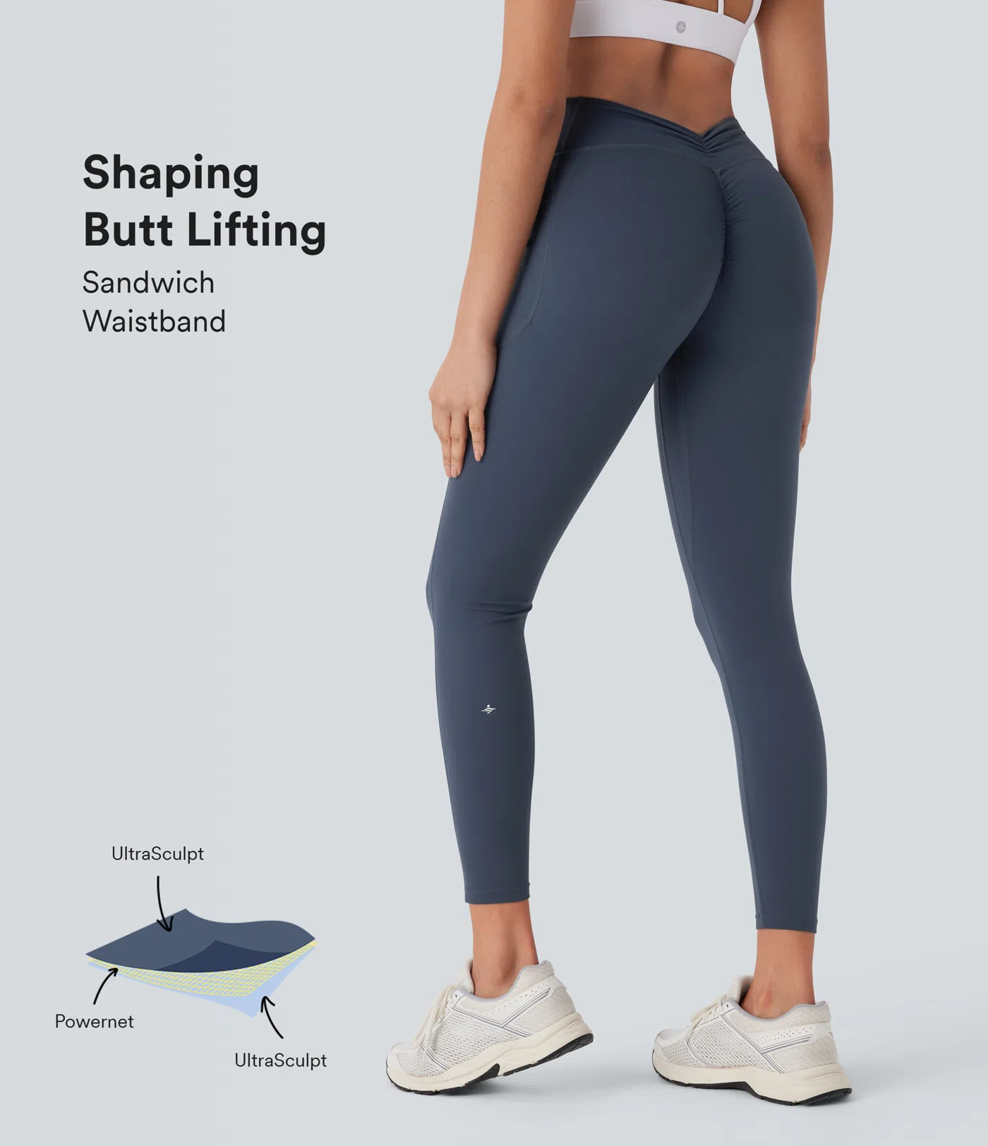 High Waisted Tummy Control Butt Lifting Ruched Pocket Shaping Yoga Leggings
