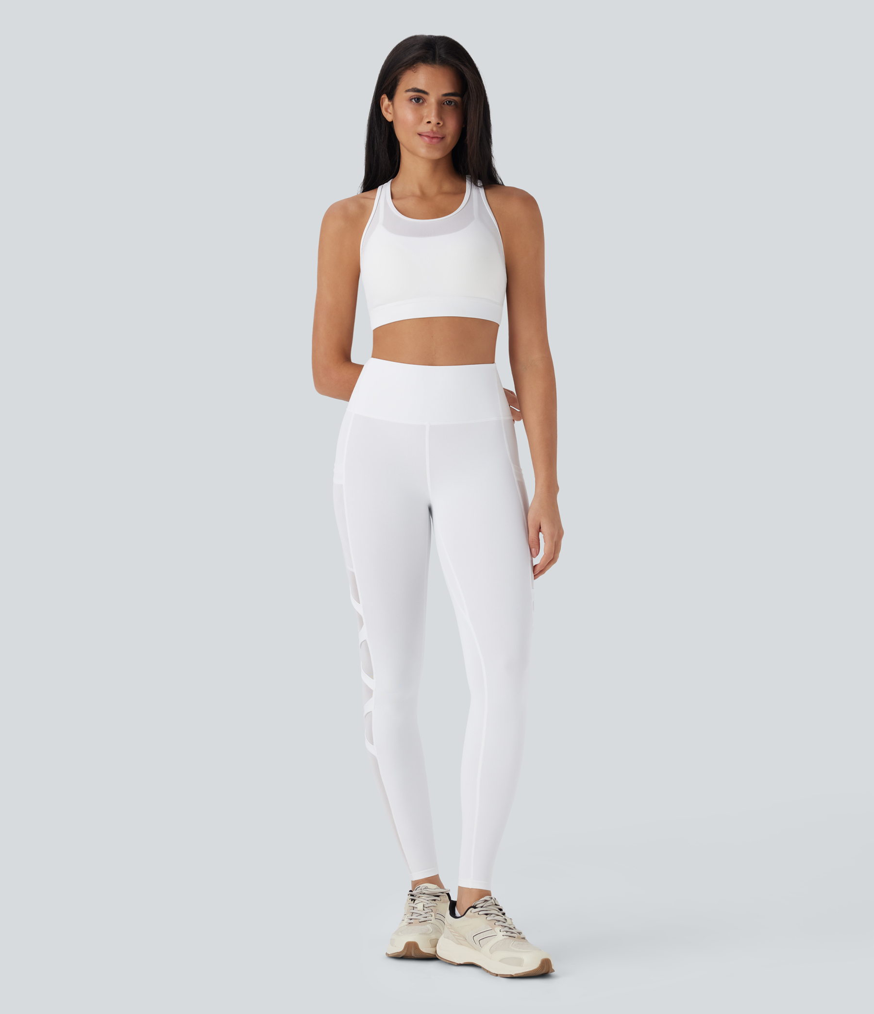 Medium Support Racerback Contrast Mesh Quick Dry Training Sports Bra A-C Cups