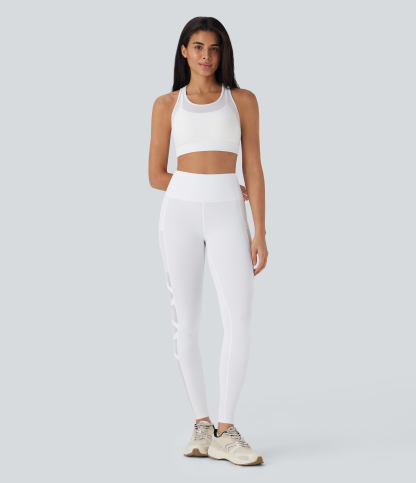 Medium Support Racerback Contrast Mesh Quick Dry Training Sports Bra A-C Cups