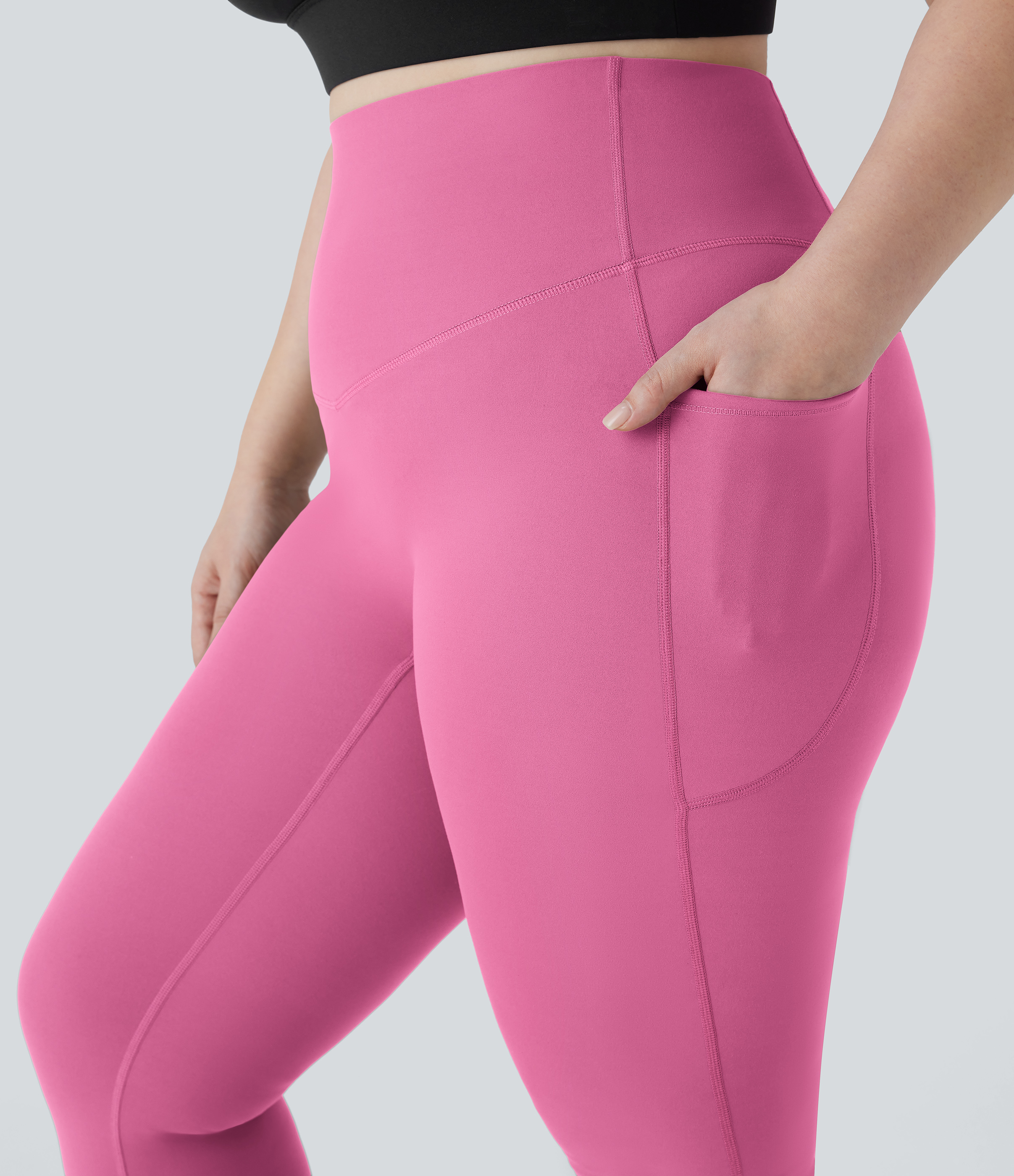 High Waisted Tummy Control Pocket Shaping Yoga Bootcut Plus Size Leggings