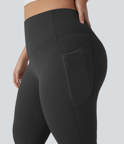 High Waisted Tummy Control Pocket Shaping Yoga Bootcut Plus Size Leggings