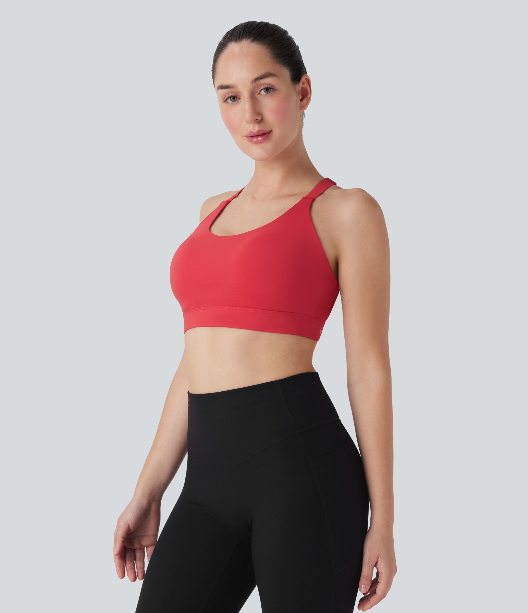 Medium Support Molded Cups Perforated Adjustable Hook Quick Dry Training Sports Bra  D-F Cups