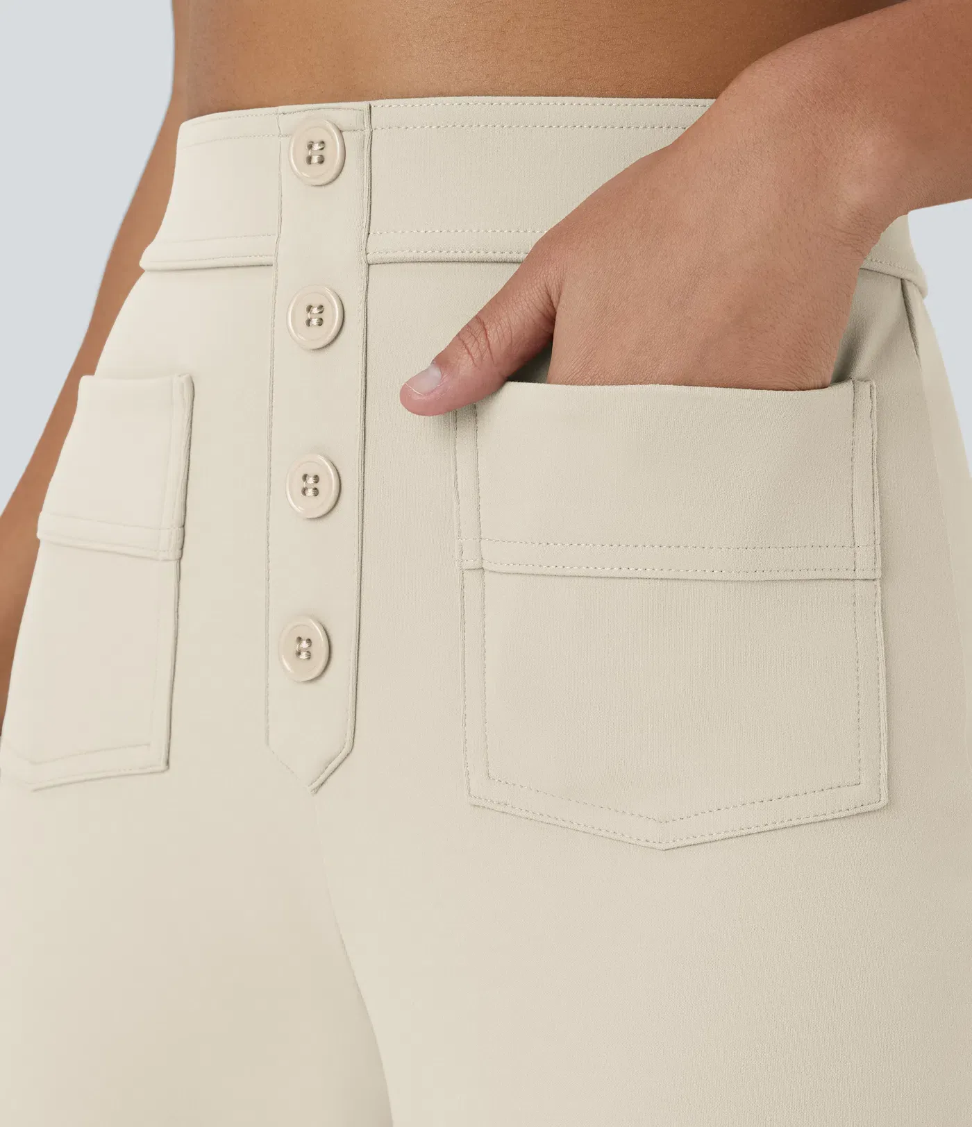 DayStretch High Waisted Pockets Straight Leg Casual Pants