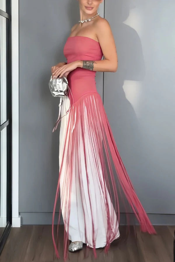 Stylish Sleeveless Off-shoulder Slim-fit Long Tassel Top