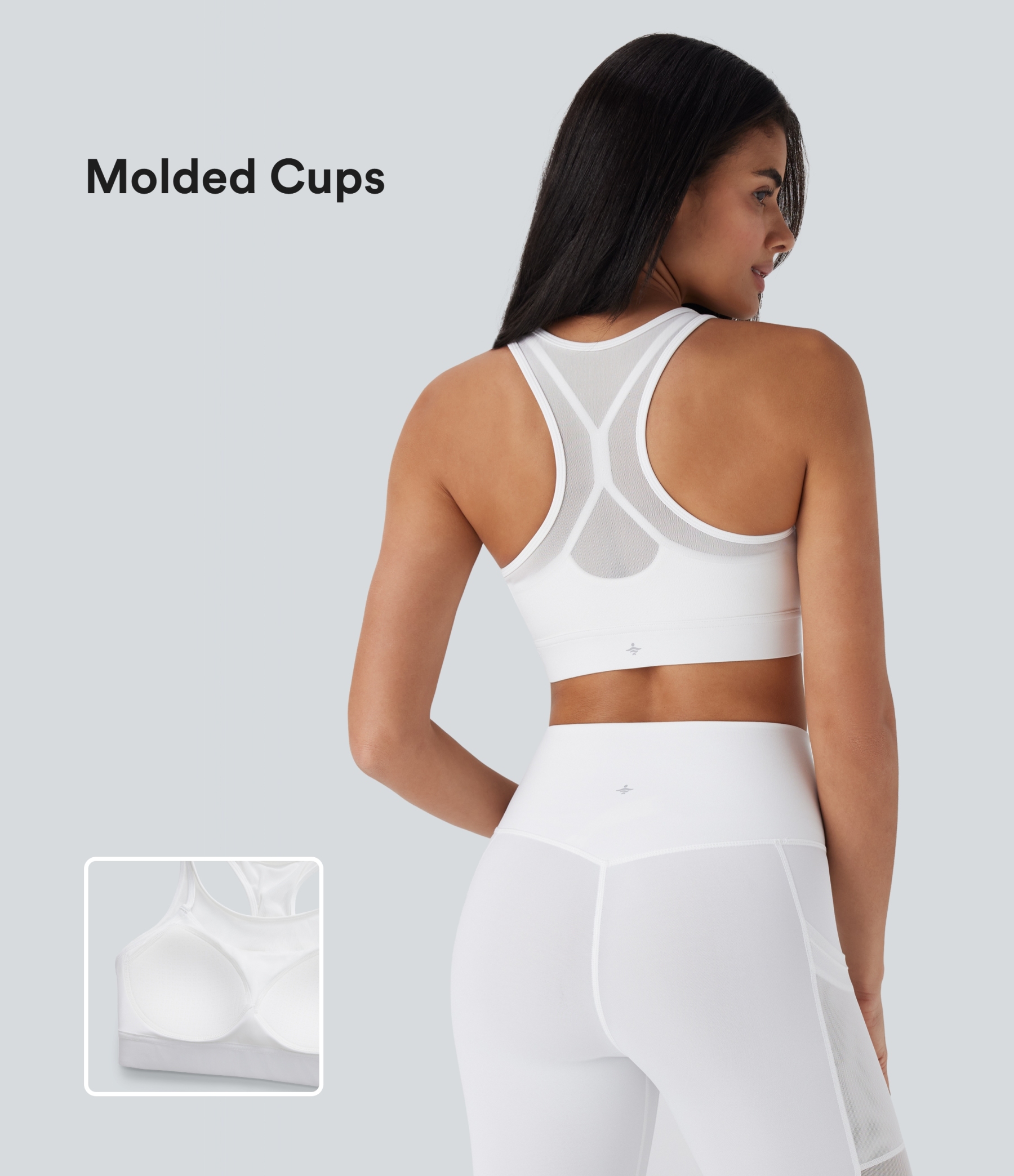 Medium Support Racerback Contrast Mesh Quick Dry Training Sports Bra A-C Cups