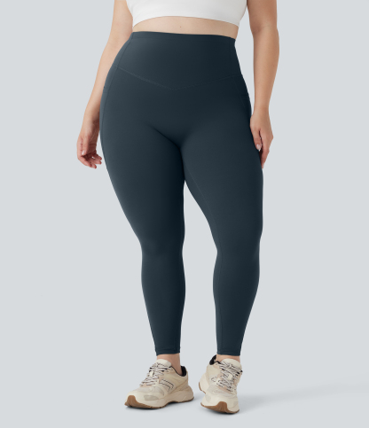 Plus Size High Waisted Butt Lifting Tummy Control Shaping Training Leggings with Pockets