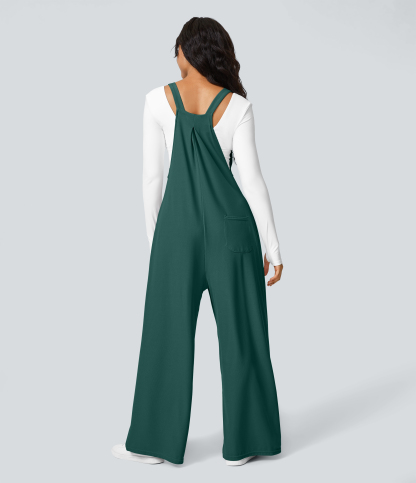 Pockets Waffle Casual Overalls